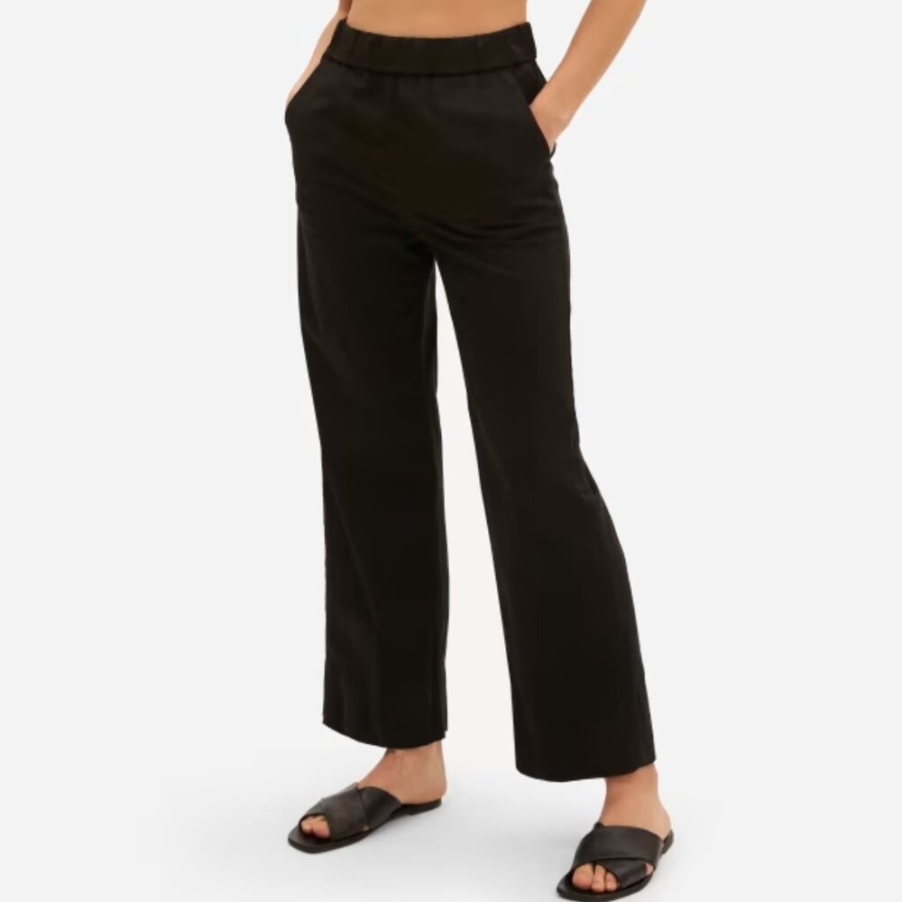 EVERLANE THE EASY PANTS STRETCH ORGANIC COTTON ELASTIC WAIST RELAXED WIDE LEG 6